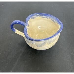 Studio Art Pottery Artist Signed Hand Crafted Heart Shaped Coffee Mug Charity